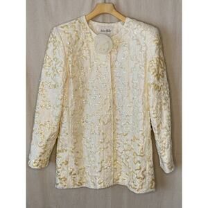Vintage Nolan Miller Glam Old Money Sequin Formal Jacket Women Size 8 Wedding